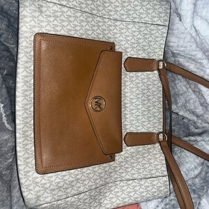 Michael Kors Tan and Cream Tote Bag